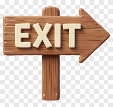 Wooden Exit Sign With Arrow PNG
