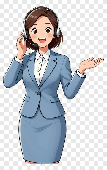 Cartoon Businesswoman Wearing Headset Gesturing PNG