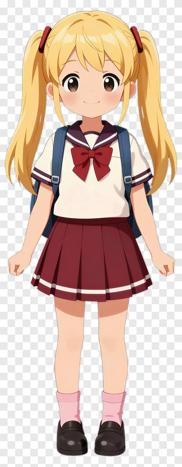 Anime Schoolgirl With Backpack PNG