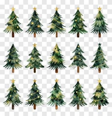 Colorful Christmas Trees PNG