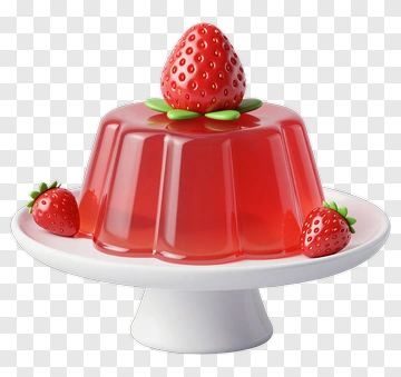 Strawberry Jelly Dessert On A White Cake Stand PNG