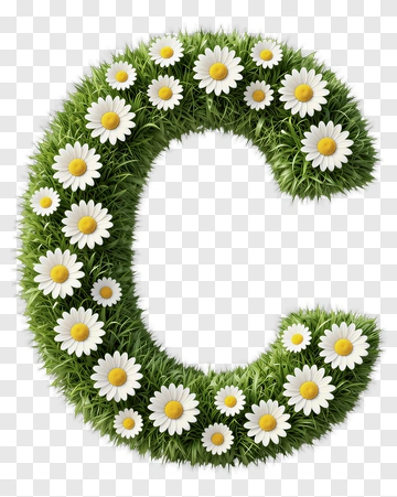 Floral Letter C Made Of Daisies And Grass PNG