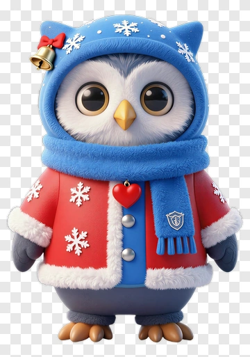 Cartoon Owl Wearing A Winter Coat And Hat PNG