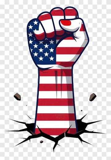 Fist Raised With American Flag Design PNG