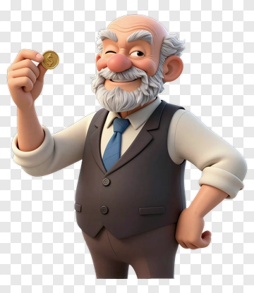 3D Businessman Holding A Coin PNG