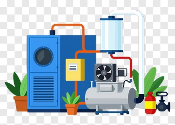 Industrial Equipment With Plants PNG