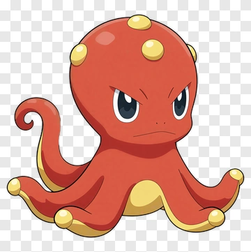 Cartoon Octopus Character PNG