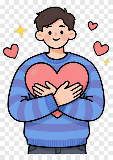 Cartoon Man Holding A Heart PNG