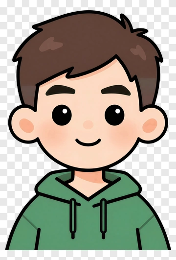 Cartoon Boy With Brown Hair Wearing A Green Hoodie PNG