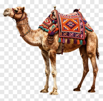 Decorative Camel With Colorful Saddle PNG