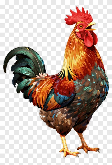 Colorful Rooster Standing Proudly PNG