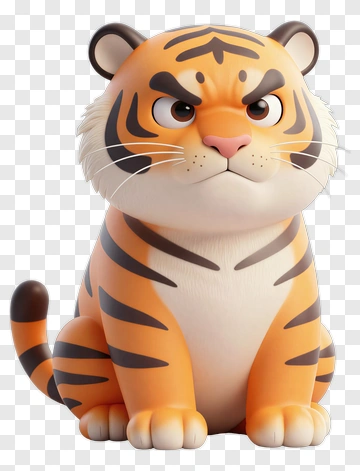 Cartoon Tiger Sitting Proudly PNG