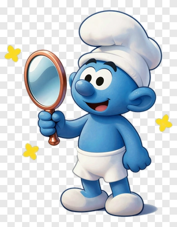 Cartoon Smurf Holding A Mirror PNG