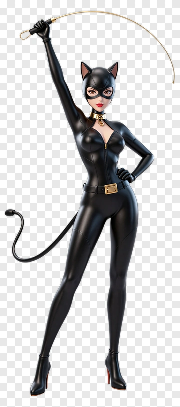 3D Catwoman Holding A Whip PNG