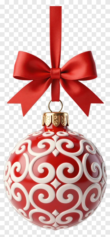 Christmas Ornament With Red Bow PNG