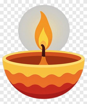 Colorful Diya With Flame PNG