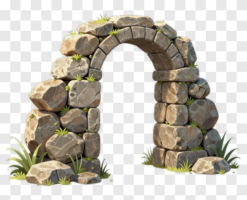 Stone Archway With Grass And Plants PNG