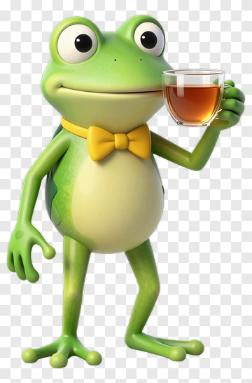 Cartoon Frog Holding A Drink PNG