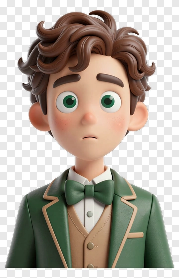 3D Boy In Formal Attire With A Concerned Expression PNG