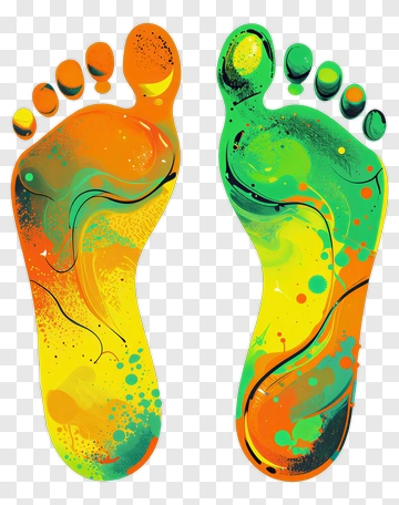 Colorful Footprints With Abstract Patterns PNG
