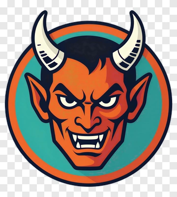 Cartoon Devil Face With Horns PNG