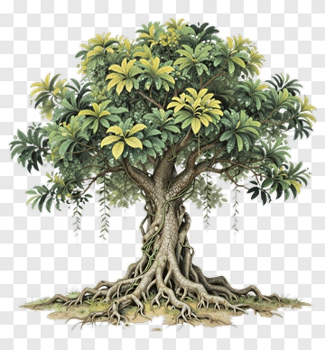 Felt Tree With Green Leaves PNG