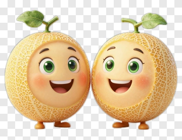 Cartoon Melon Characters Smiling Together PNG