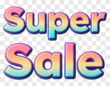 Colorful Super Sale Text PNG