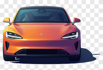 Orange Electric Car PNG