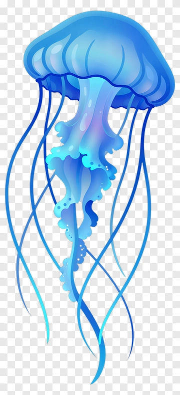 Blue Jellyfish With Flowing Tentacles PNG