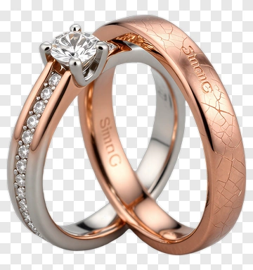 Elegant Wedding Ring Set With Diamond PNG