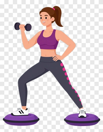 Woman Exercising With Dumbbell On Balance Boards PNG
