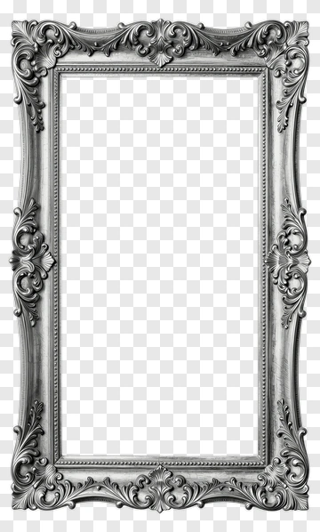 Ornate Silver Picture Frame PNG