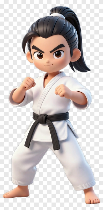 Cartoon Karate Kid In A Fighting Stance PNG