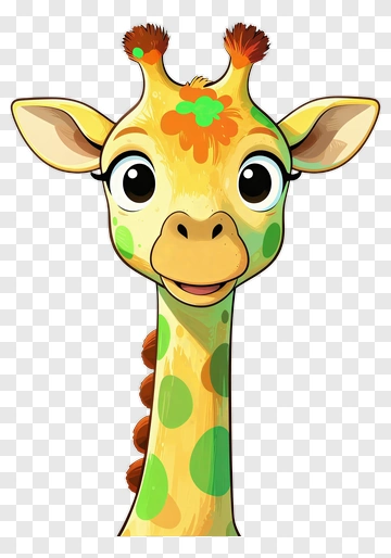 Cartoon Giraffe With Colorful Spots PNG