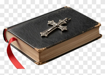Leather-Bound Bible With Cross Pendant PNG