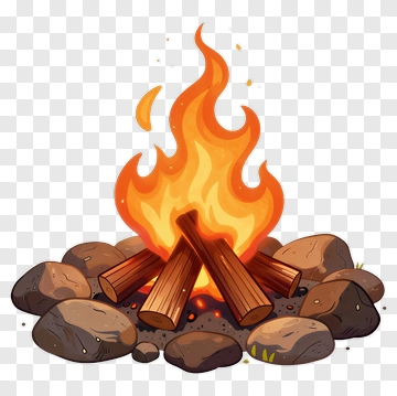 Campfire With Burning Logs And Flames PNG