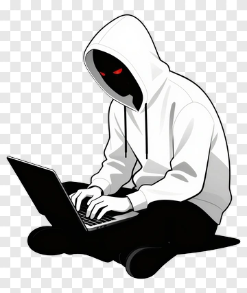 Cartoon Hacker Using A Laptop PNG