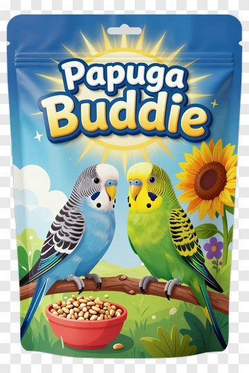 Cartoon Budgerigar Birds On A Feed Bag PNG