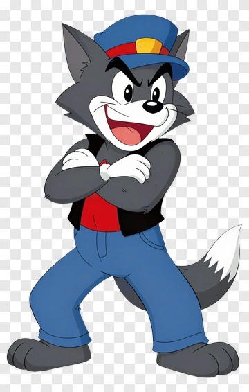 Cartoon Wolf Character Smiling With Arms Crossed PNG
