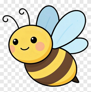Cartoon Bee With Blue Wings PNG