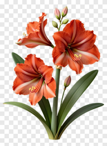 Colorful Amaryllis Flower Bouquet PNG