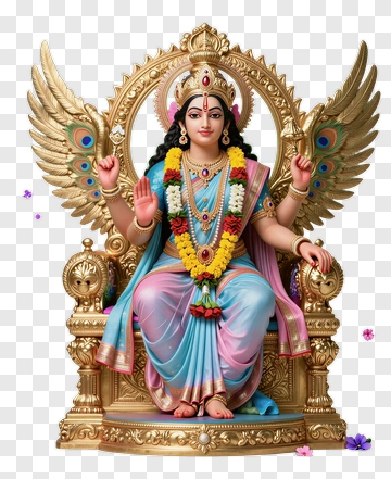 Goddess Lakshmi Sitting On A Throne PNG