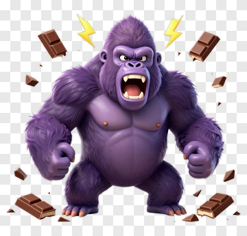 Angry Purple Gorilla Breaking Chocolate PNG