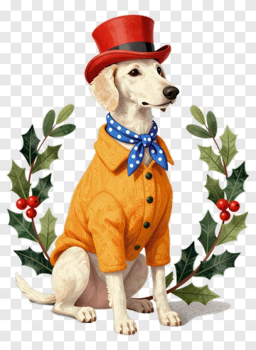 Stylish Dog In A Sweater And Hat PNG