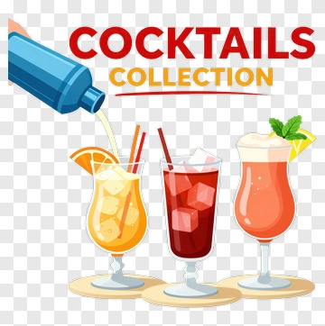 Cocktails Collection With Shaker And Glasses PNG