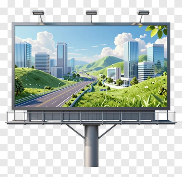 Billboard Displaying A Scenic Landscape PNG