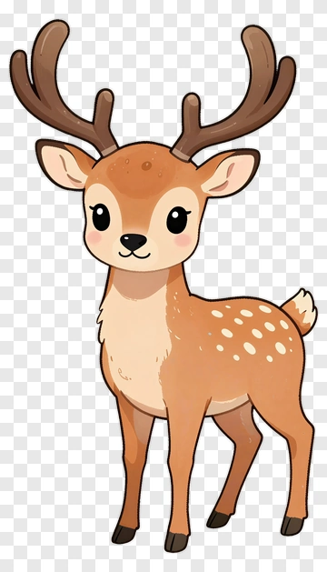 Cartoon Deer With Antlers PNG