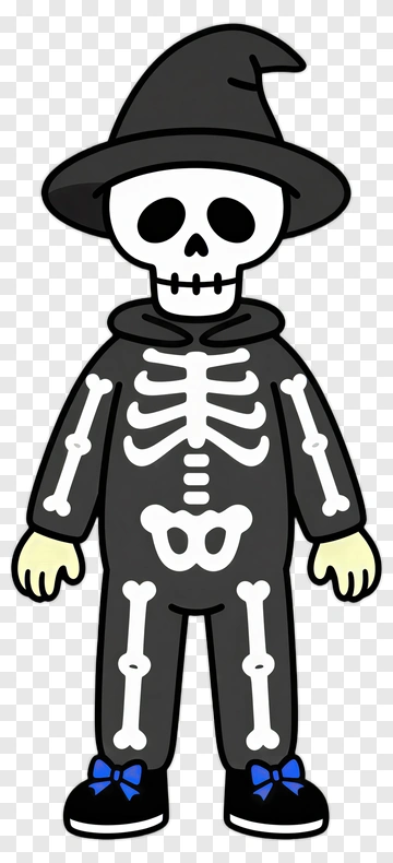 Cartoon Skeleton Wearing A Witch Hat PNG