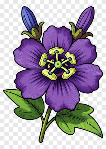 Purple Flower With Buds PNG